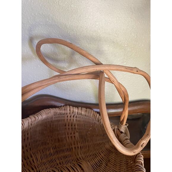 Vintage Primitive Farmhouse Basket Butt Buttocks Gathering Egg Eye Of God Wicker - Picture 4 of 9